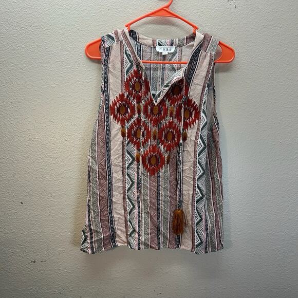thml Tank top Anthropologie Sz M embroidered Southwestern Tribal boho Tassels - Picture 1 of 6